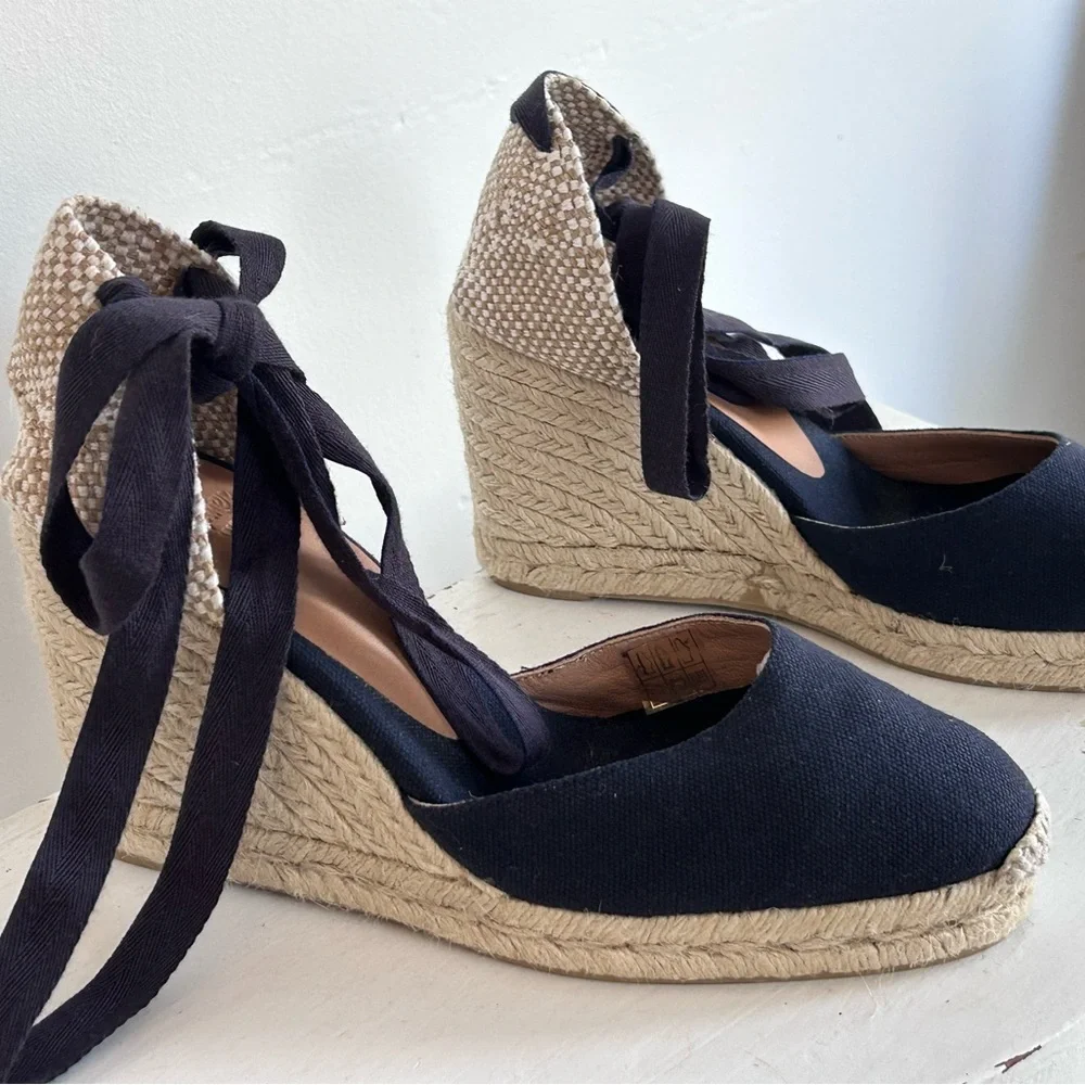 Castaner Dark Blue Carina 60mm Wedge Espadrille